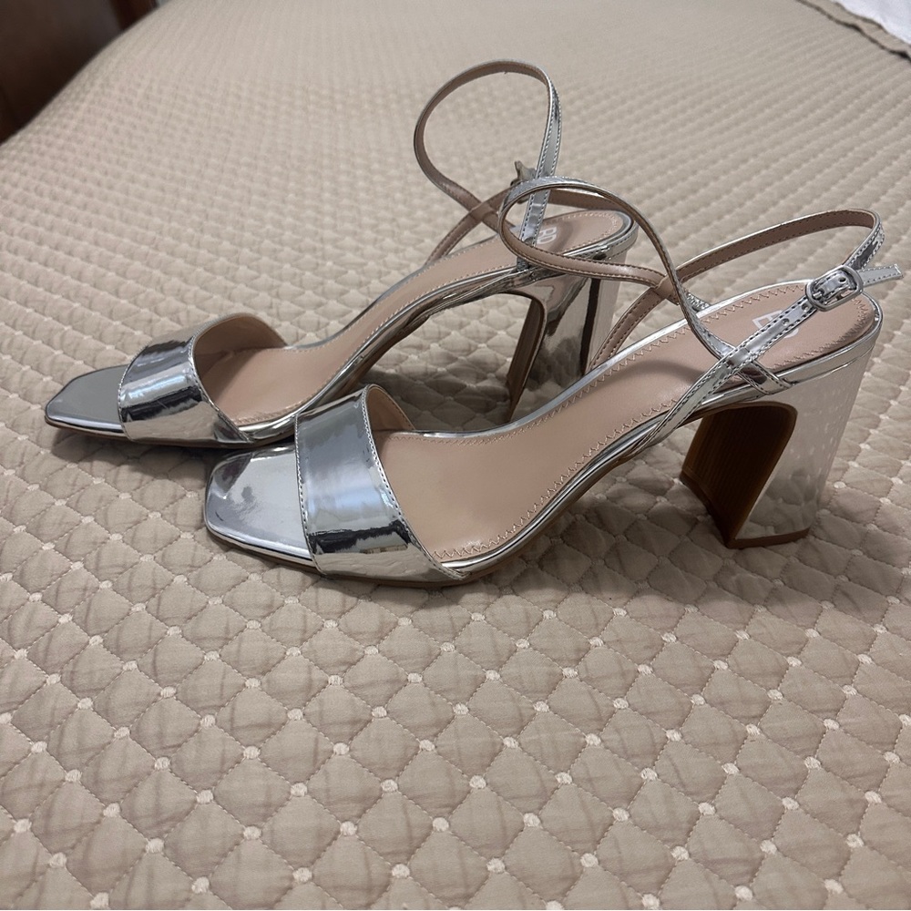 Silver Block Heel Sandals size 13M -used once! - Picture 2 of 7
